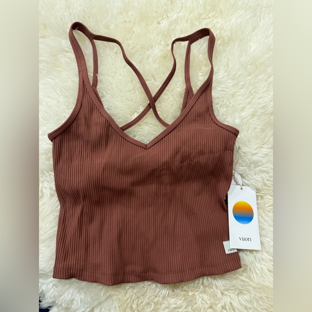 Vuori Rib Crop Tank Size XS Terracotta
